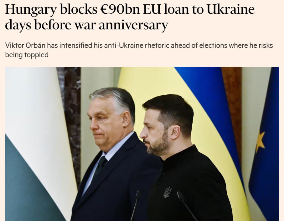 Hungary blocks €90bn EU loan to Ukraine