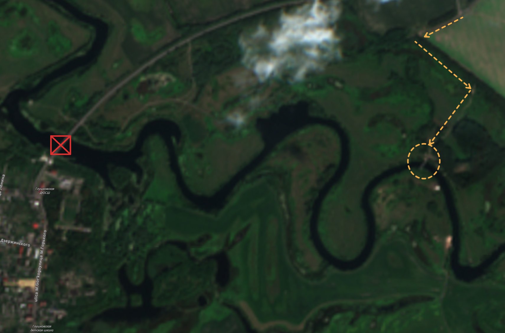 New Russian pontoon bridge south of Shagarovo