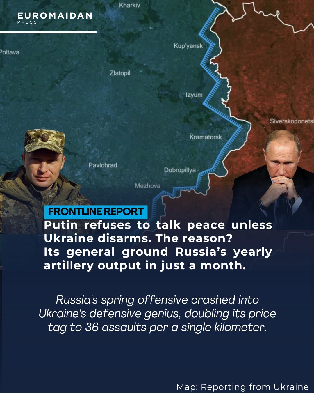Putin demands Ukraine disarm; Ukraine destroys 1,644 Russian artillery pieces in March