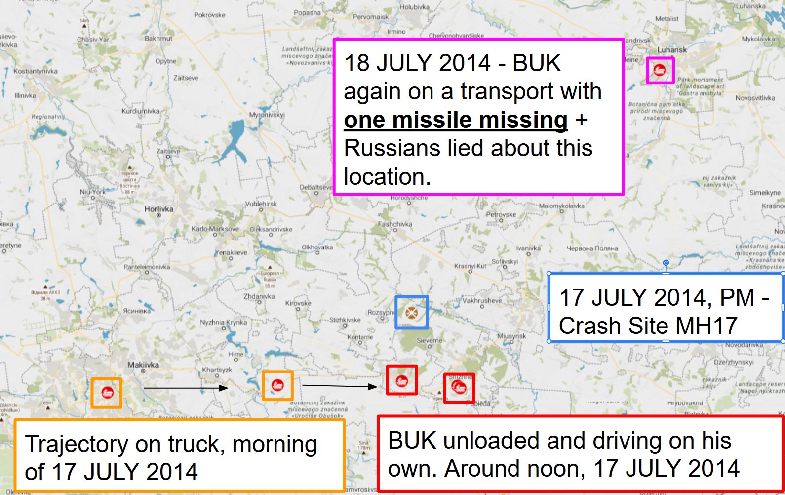 Géolocalisation des preuves sur MH17