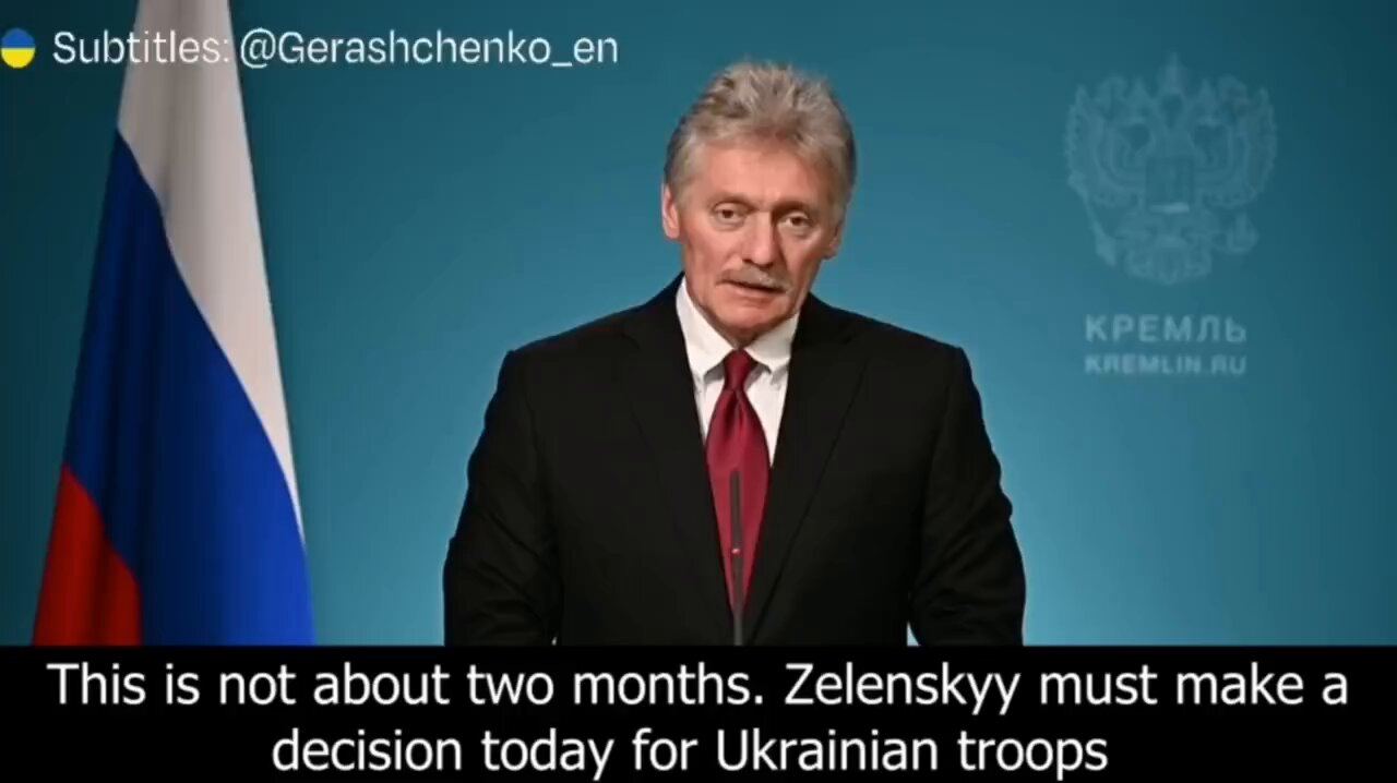 Peskov: Zelensky Must Order Ukrainian Withdrawal from Donbas Today