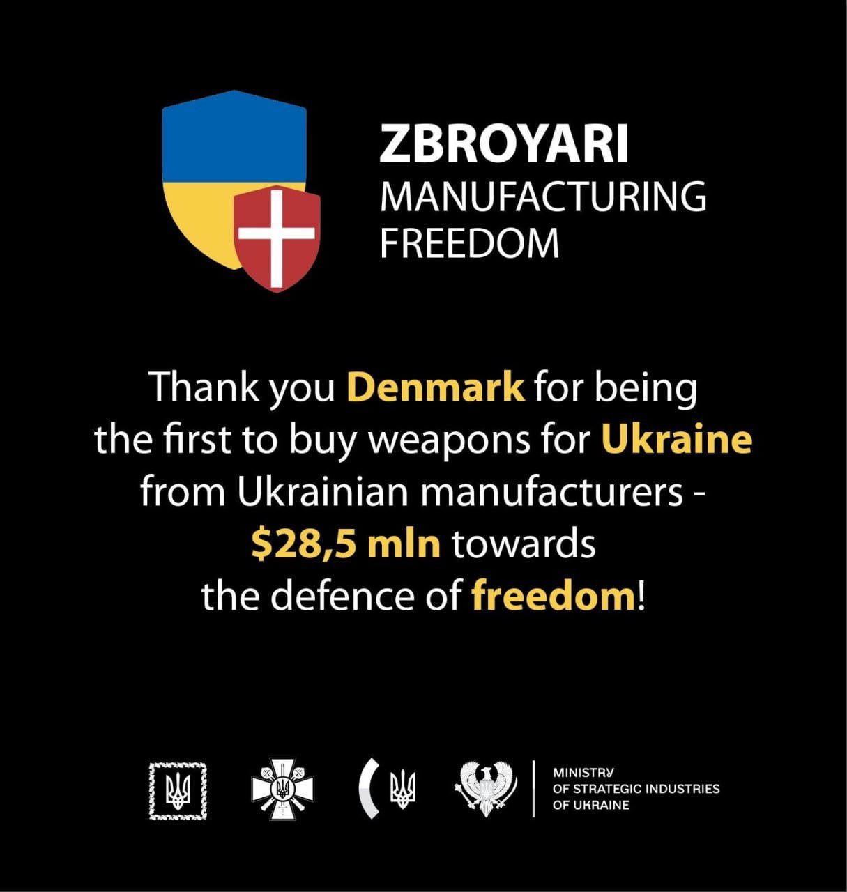 Denmark allocates $28.5M to support Ukrainian weapon manufacturers