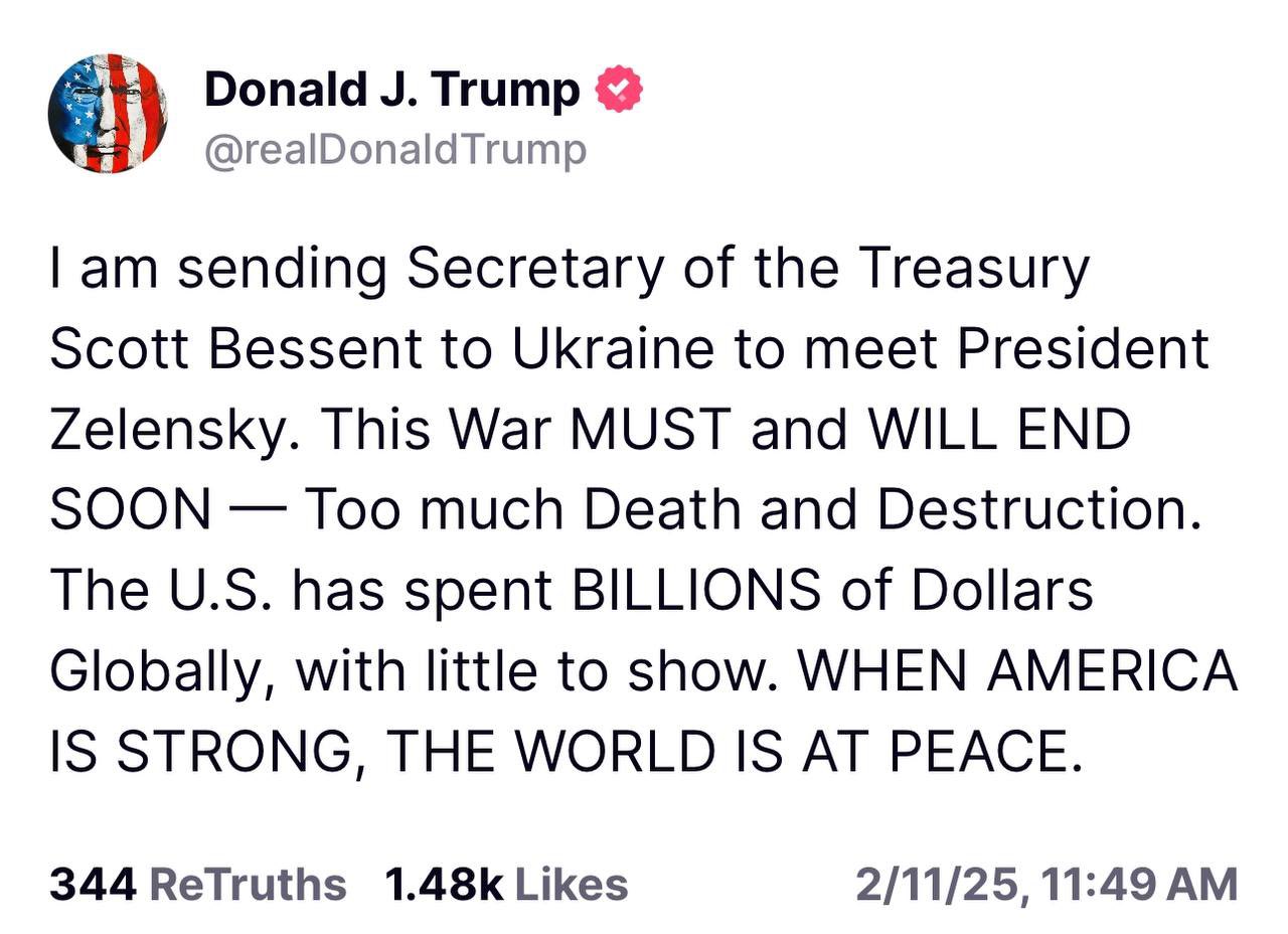 Trump envoie Bessent en Ukraine pour discuter avec Zelensky