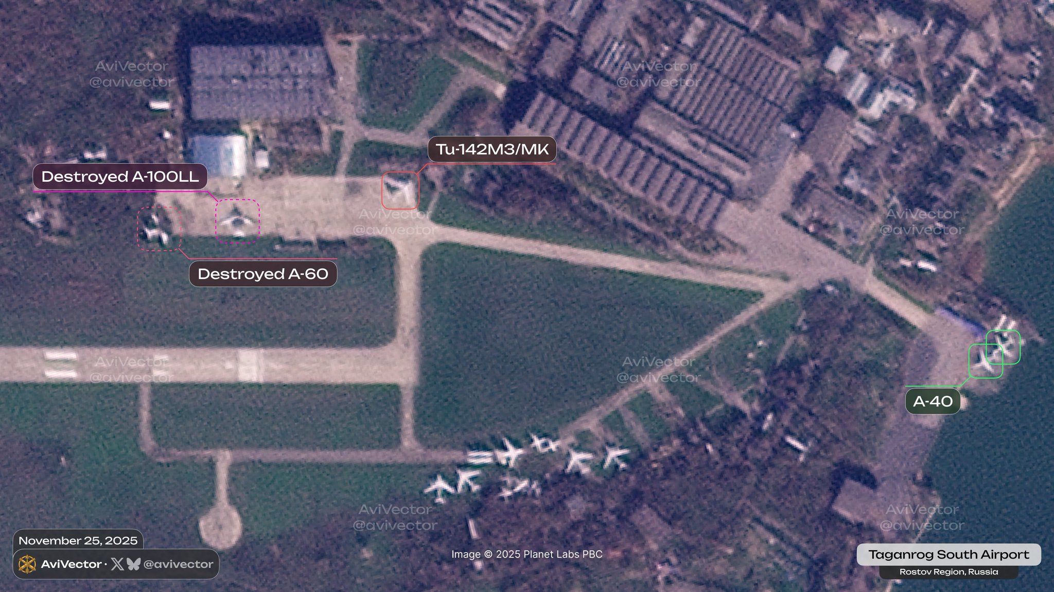 Satellite Images: Destruction of A-60 and A-100LL Aircraft in Taganrog