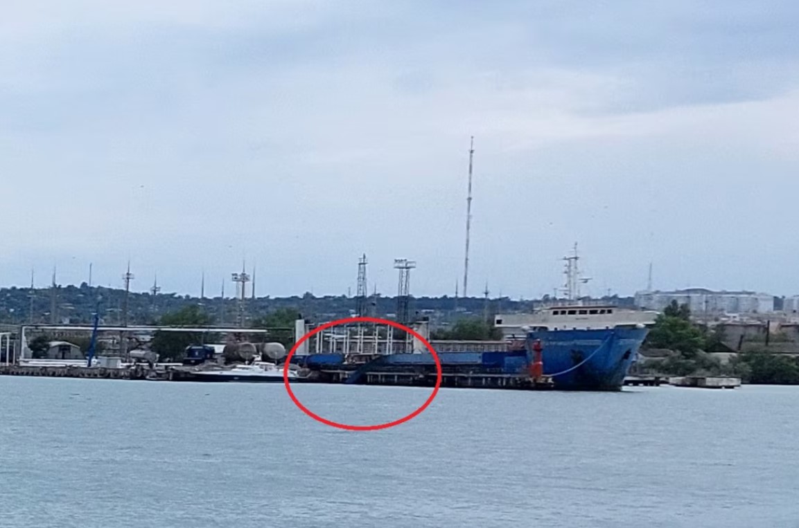 Photo of railway ferry with damage in Crimea