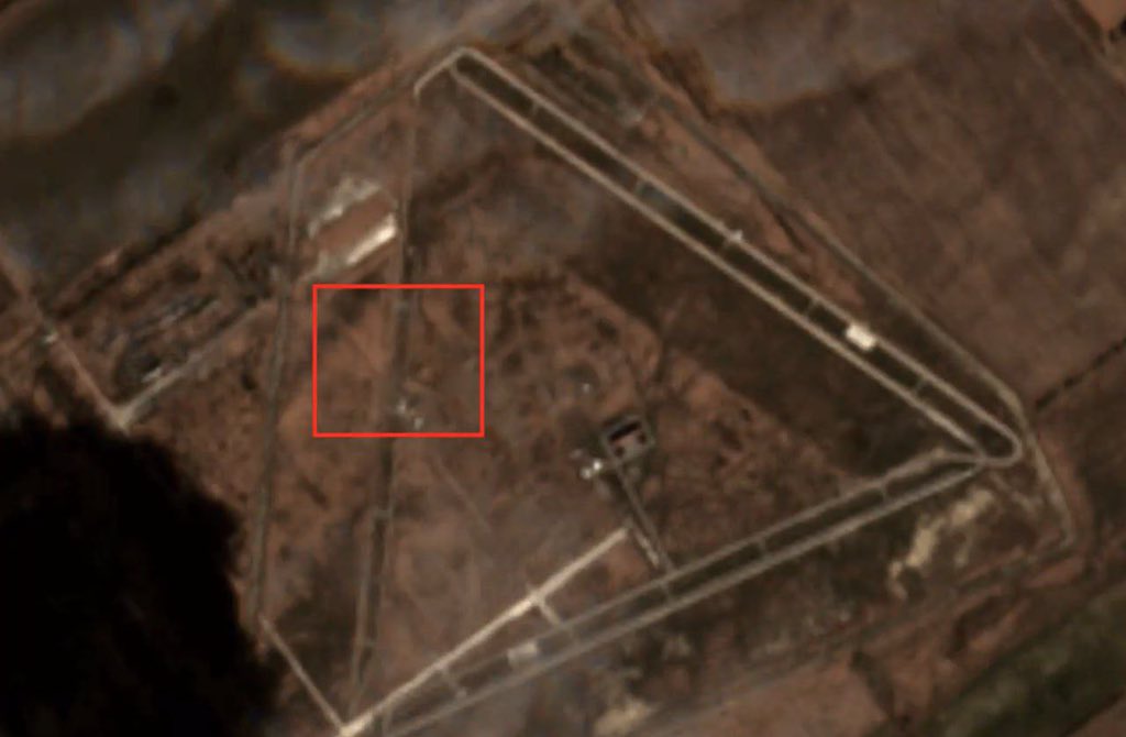 Satellite image of Ukrainian drone strike on Russian radar