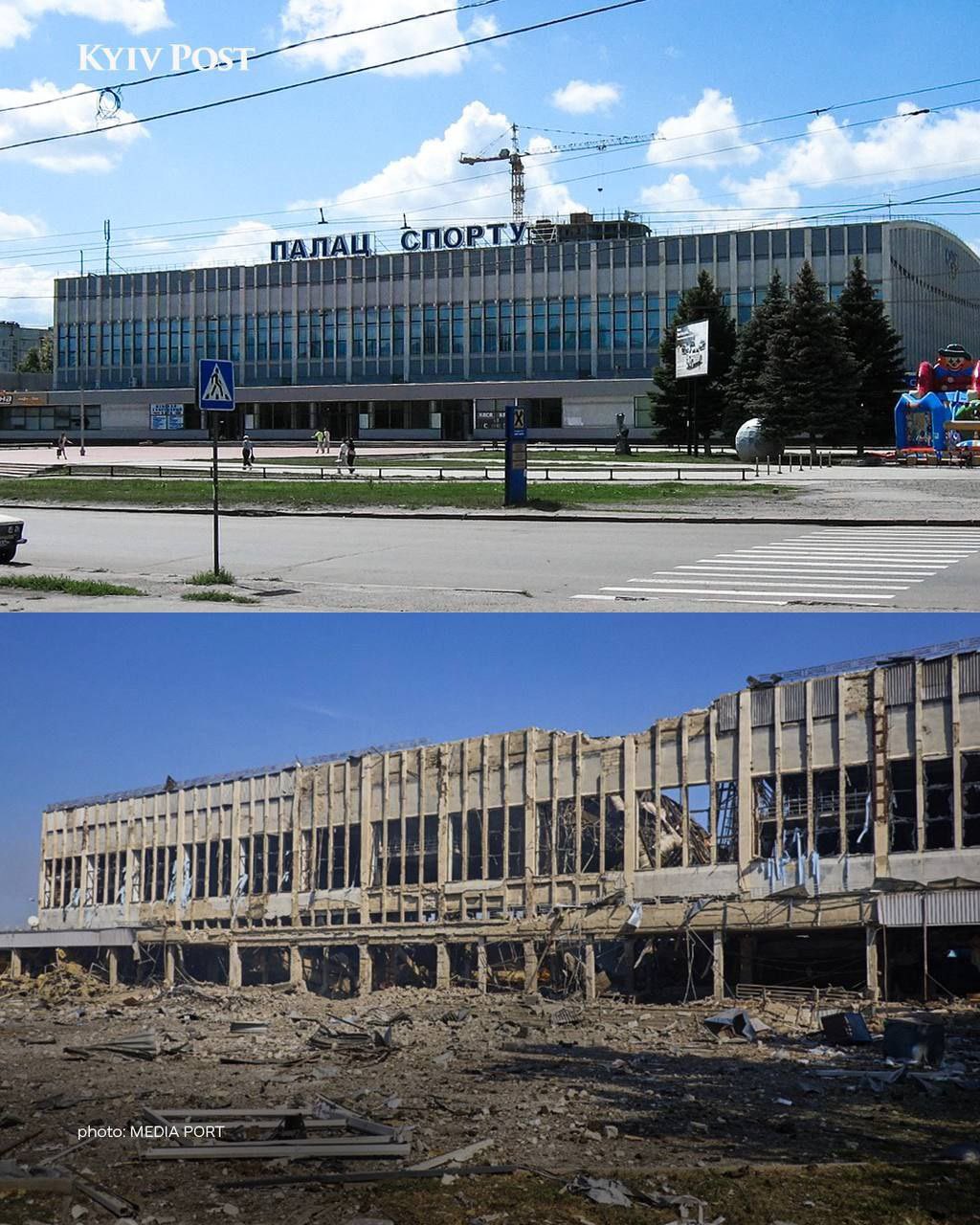 Russian strikes reduce Kharkiv Palace of Sport to rubble