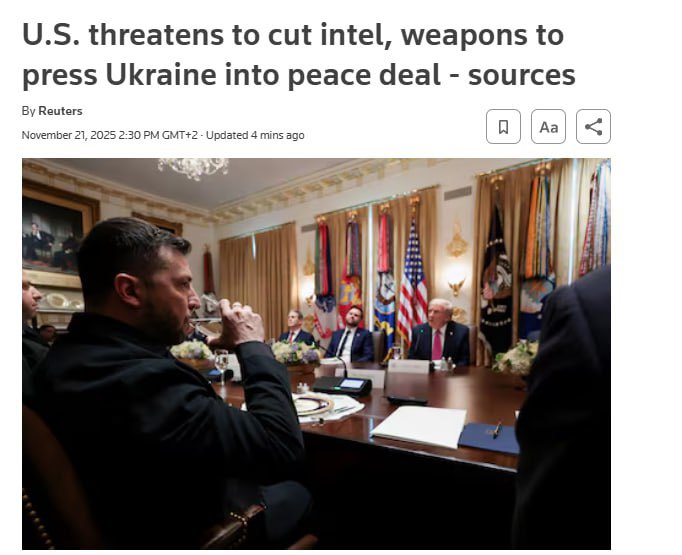 US threatens to halt aid if Ukraine rejects peace plan