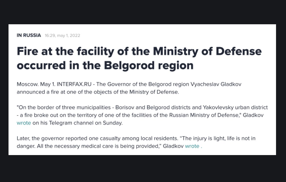 Fire at Russian Defense Ministry Facility