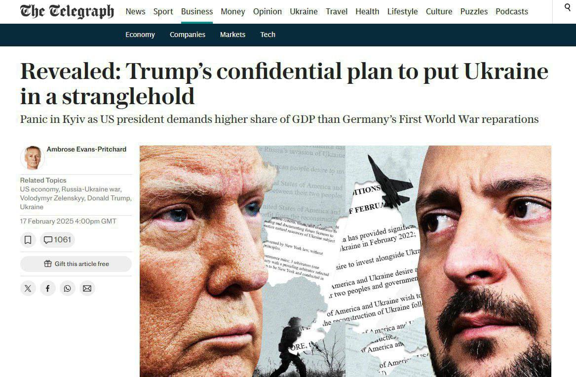 US compensation for Ukraine’s resources worse than German reparations
