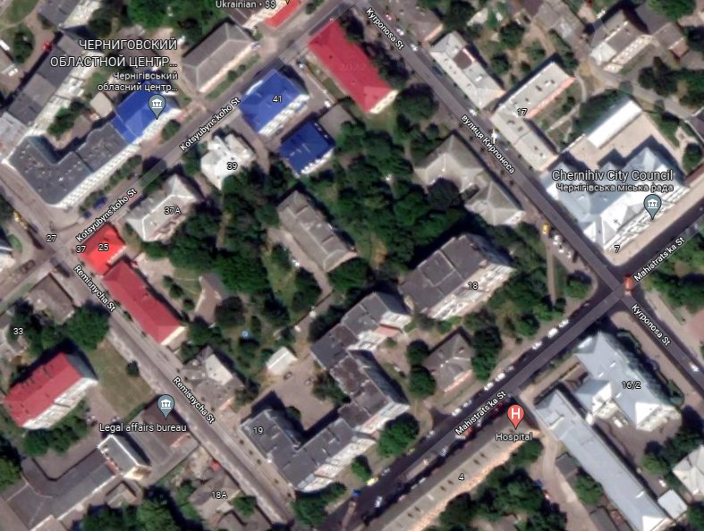 Damaged civilian infrastructure in Chernihiv