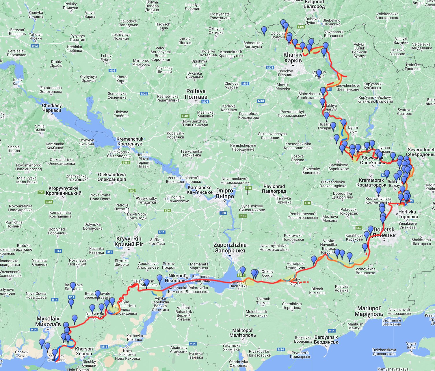 Updated shellings reported by GSUA — 80 locations