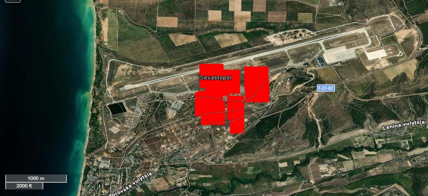 Fires reported near Belbek, Crimea (NASA FIRMS)