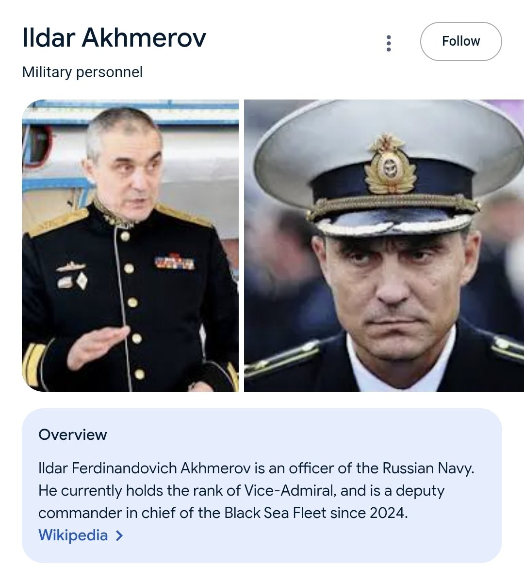 Confirmation of Black Sea Fleet Deputy’s Death