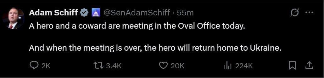 Schiff: Hero meets coward in Oval Office, hero returns to Ukraine