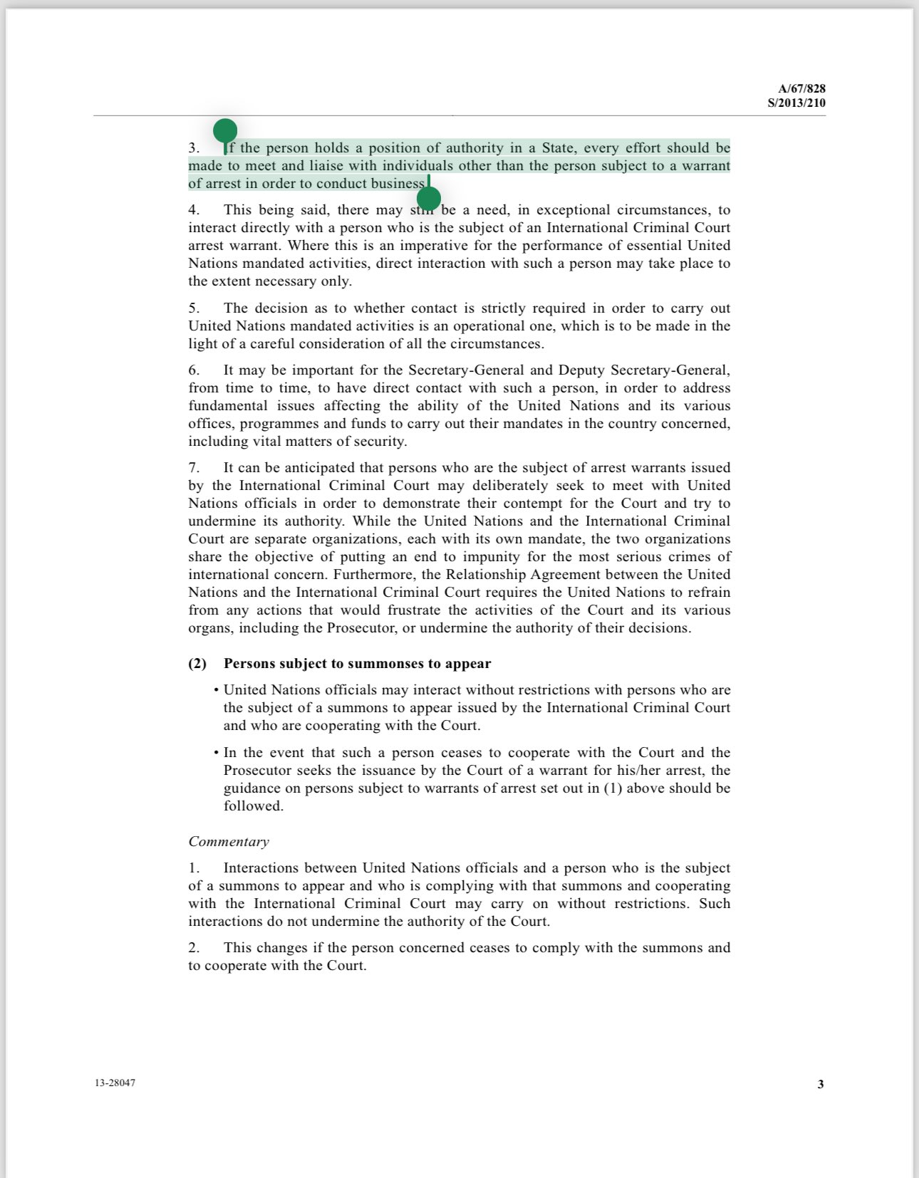 UN discusses meeting ICC-wanted person
