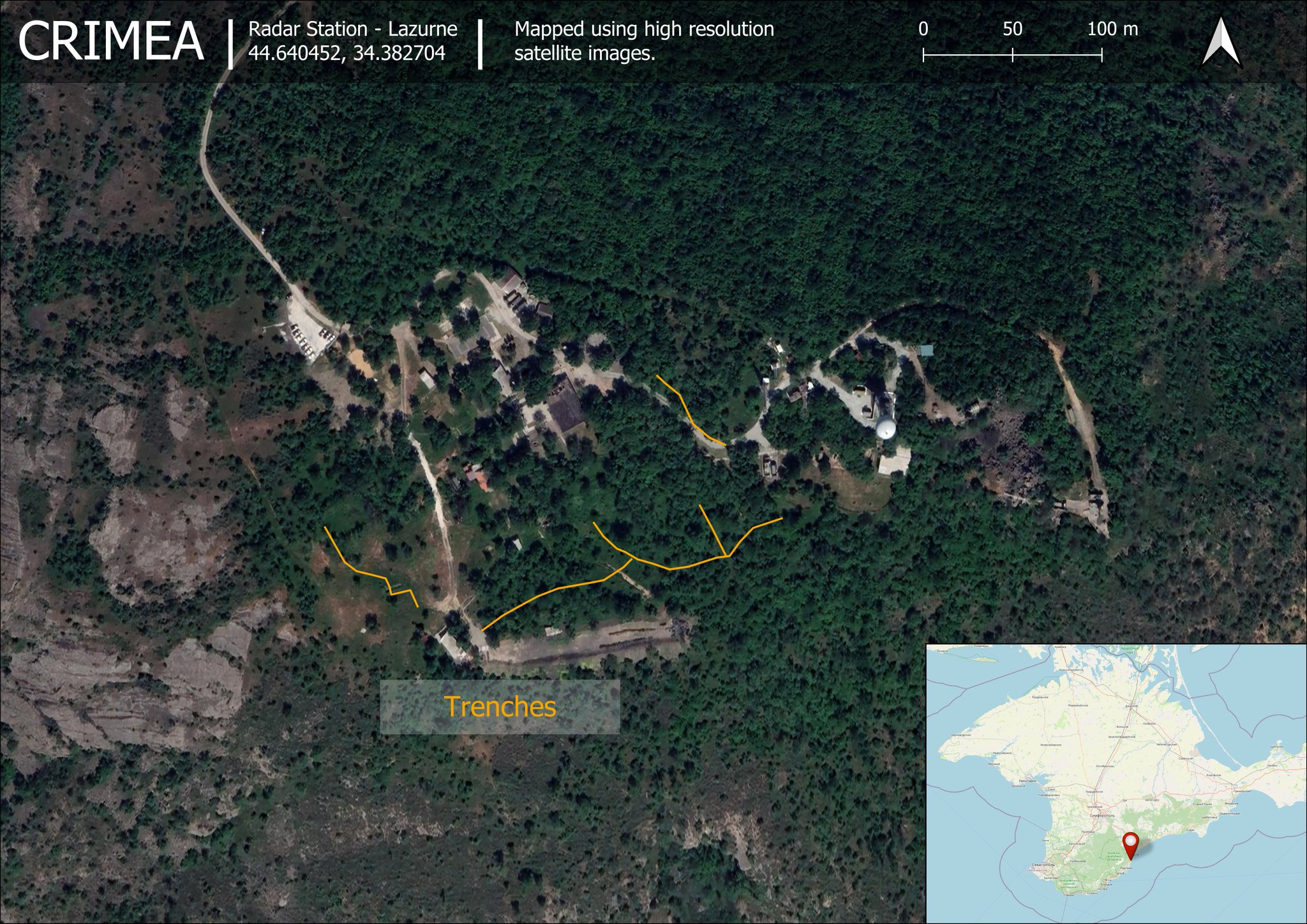 Russian forces dig trenches around radar station in southern Crimea
