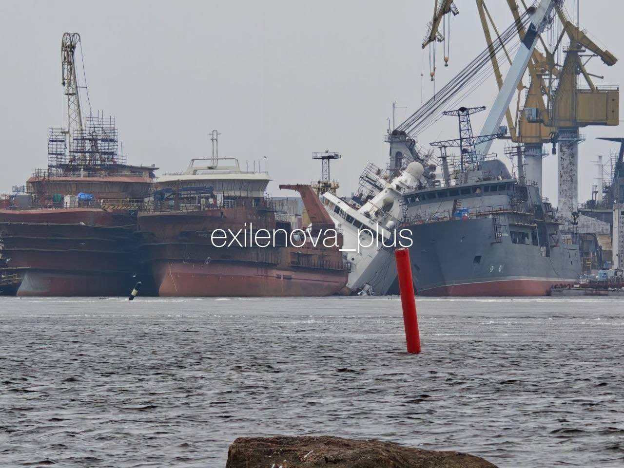 Ukrainian drones damage icebreaker, start fire at Vyborg shipyard