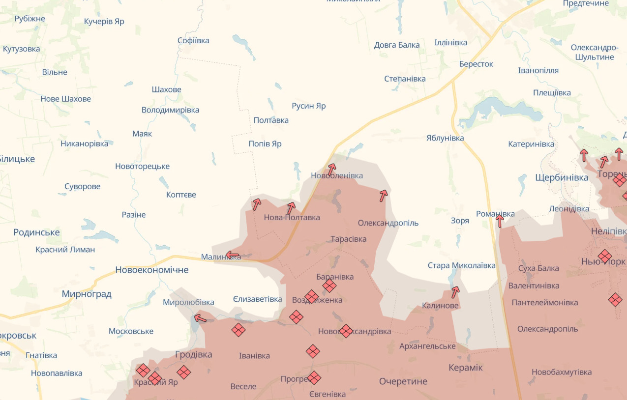 Russian forces advance in Donetsk region near Nova Poltavka, Malynivka, and Romanivka