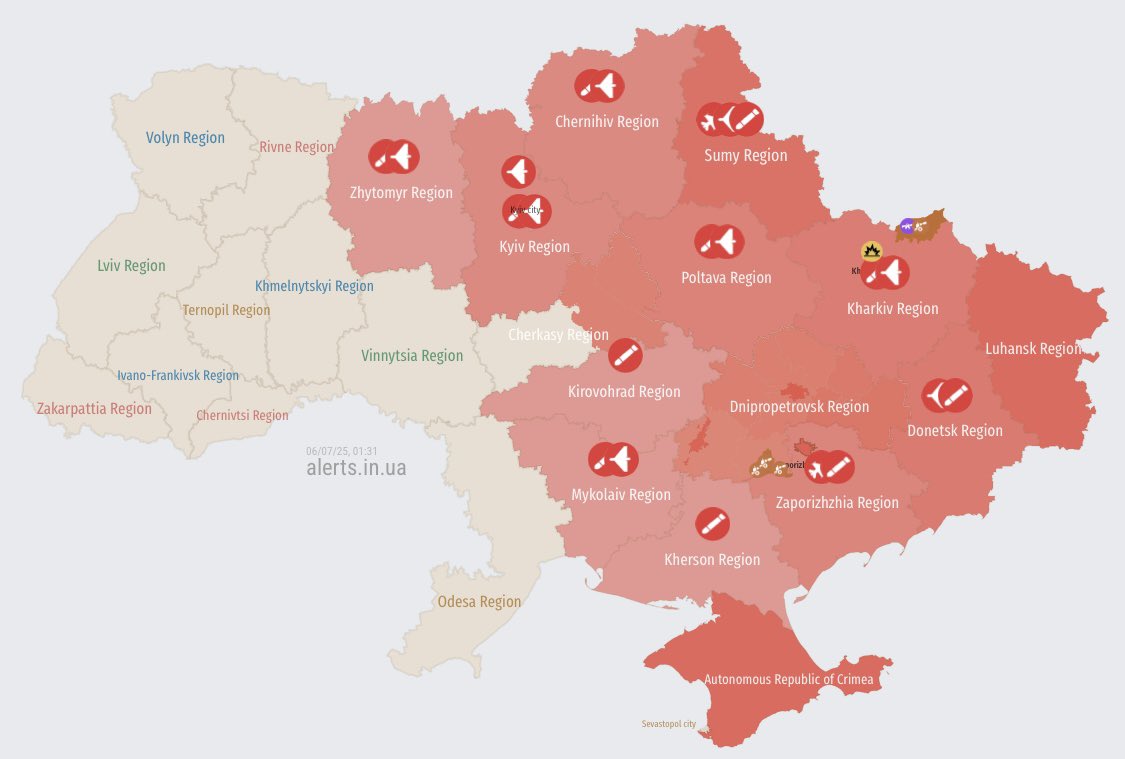 Air threat situation in Ukraine