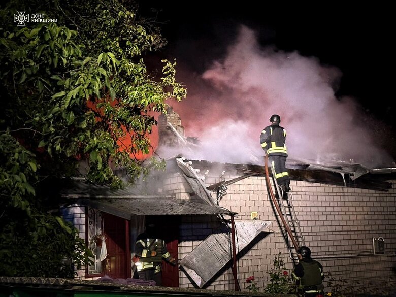 Attack by Shahed drones on Kyiv region: debris caused fire