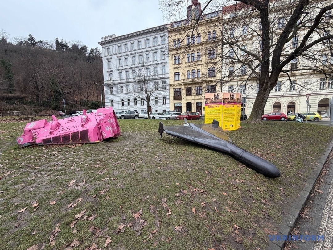 Activists display Russian-Iranian Shahed drones in Czechia and Slovakia