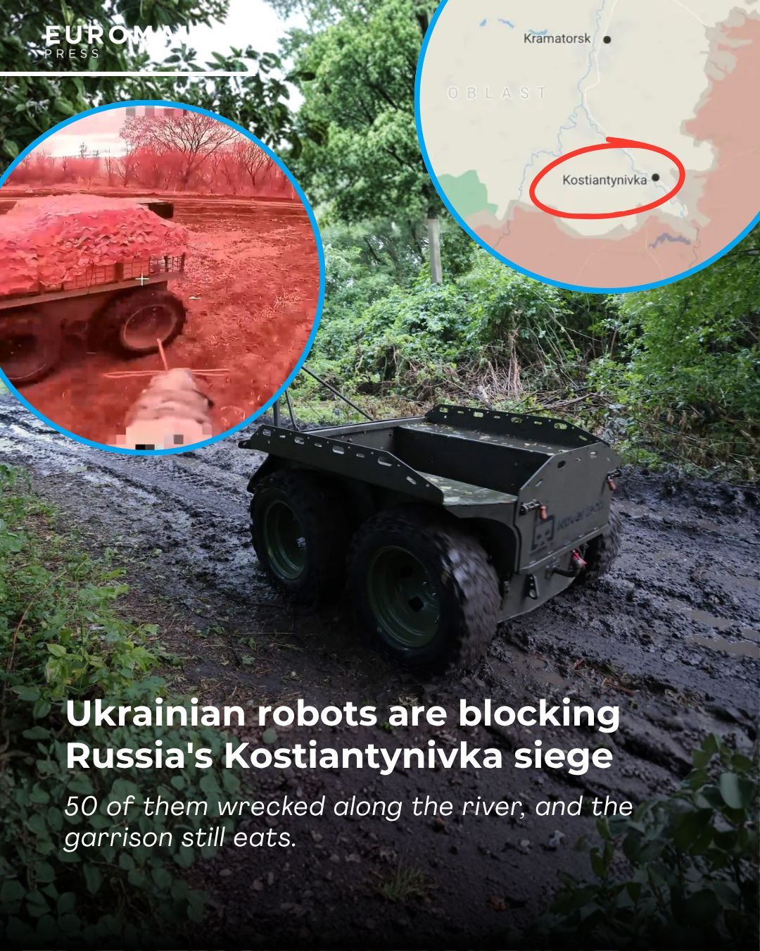 Robots ukrainiens ravitaillent Kostiantynivka malgré les pertes