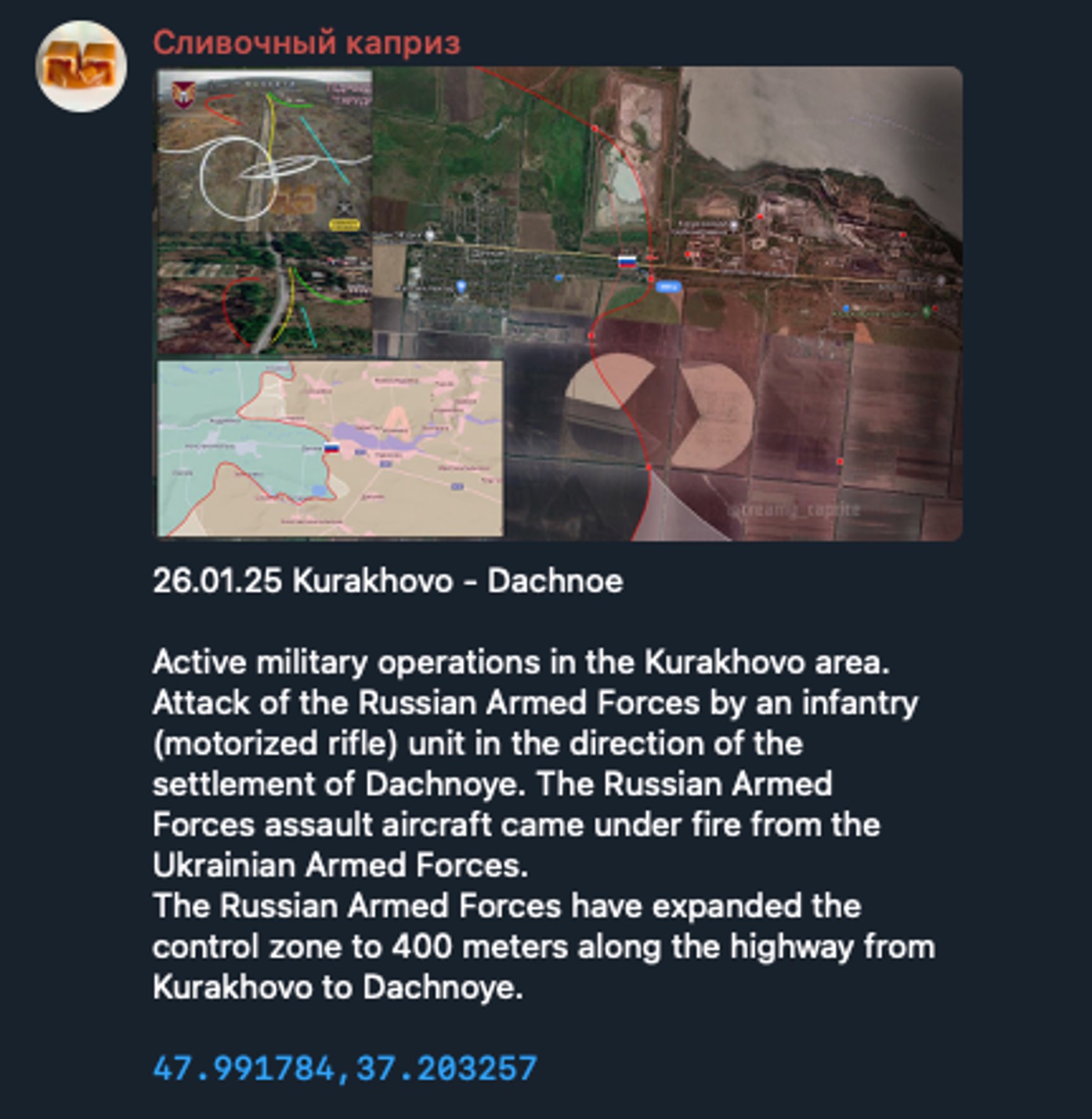 Russian advances in Southern Kurakhove Area, Ukrainian defenses hold in Dachne