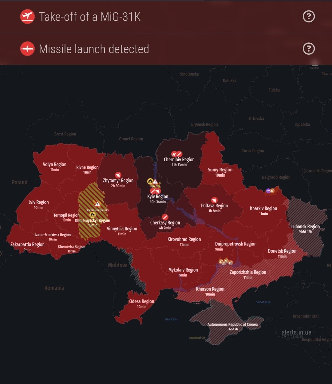 Ukraine under missile threat alert due to Kinzhal