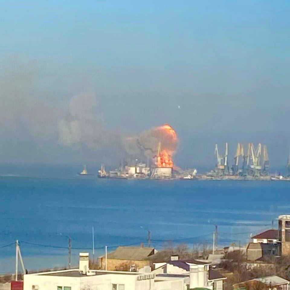 Russian landing ship destroyed in occupied Berdyansk