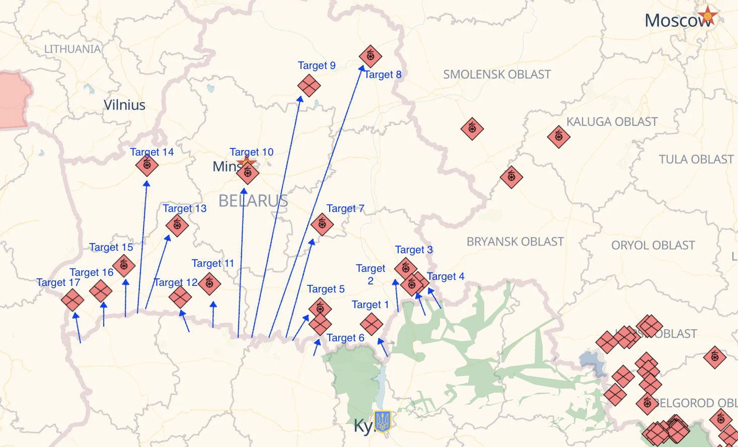 Ukraine warns Belarus of 17 potential targets if border violated