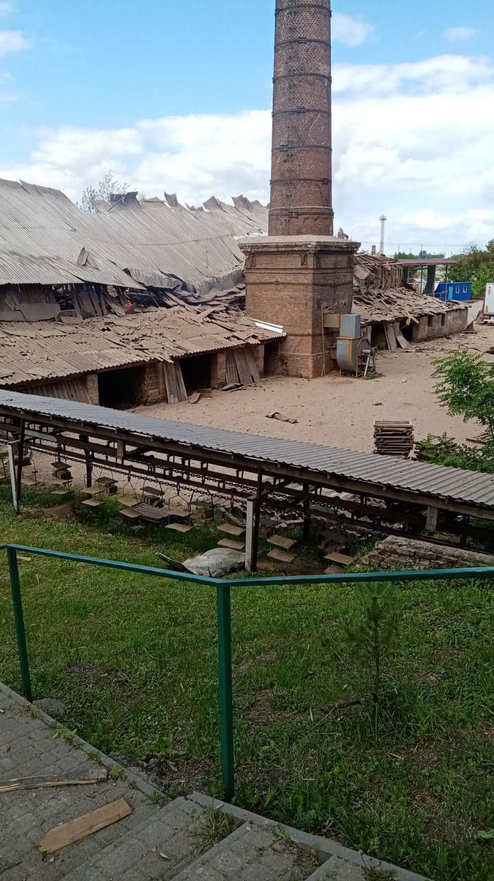 Debris of shot-down Russian missile fell on brick factory in Zolochiv
