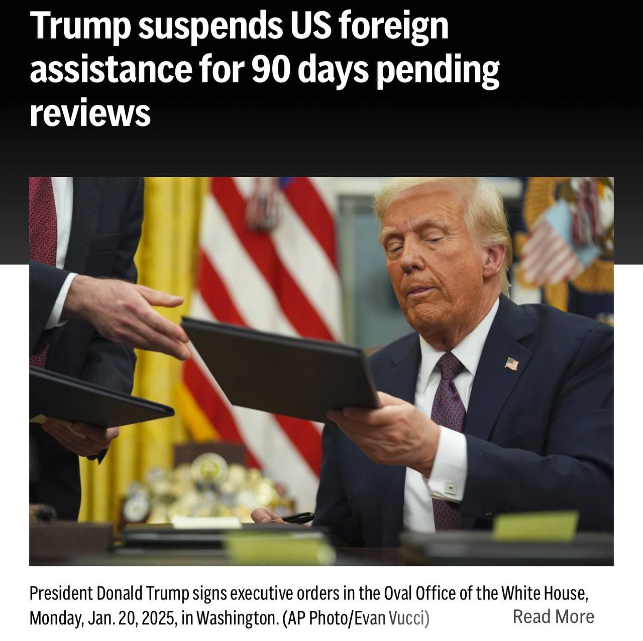 Trump halts all foreign aid, including Ukraine, for 90 days