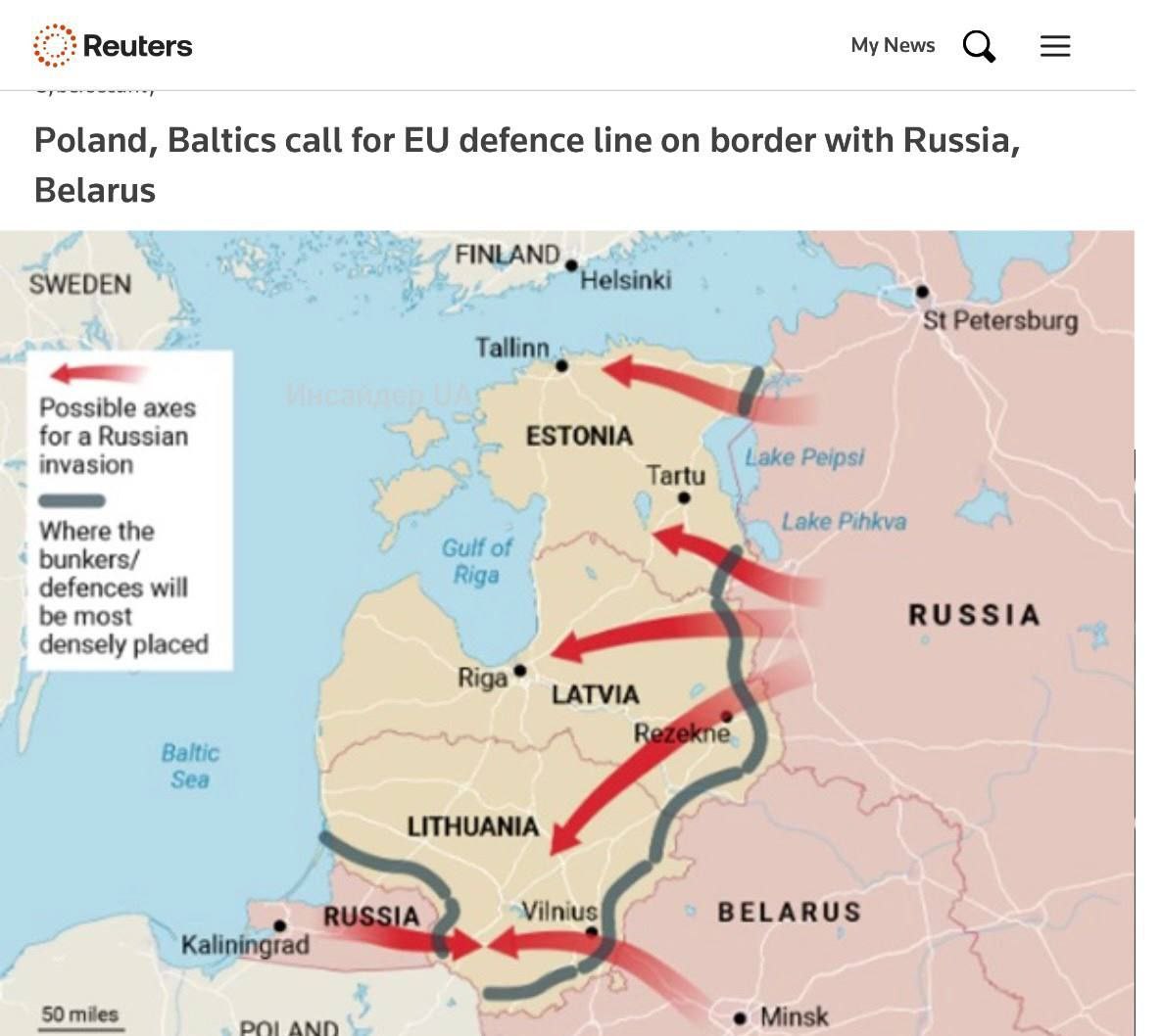 EU: Poland, Lithuania, Latvia, Estonia Demand Defense Line Against Russia/Belarus