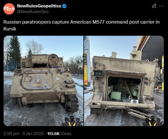 Russian troops capture US M577 command carrier