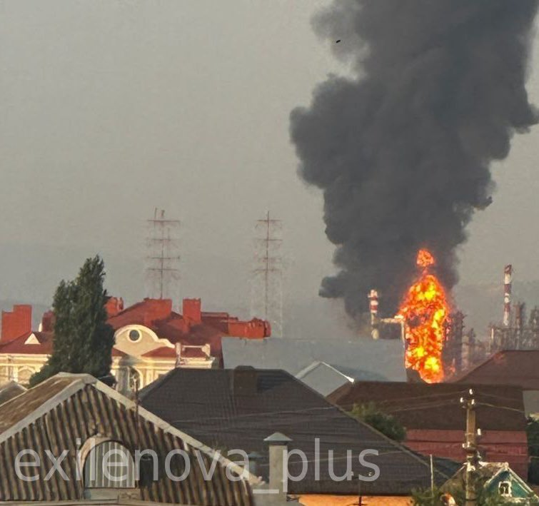 Drones hit Afipsky oil refinery, causing large fire