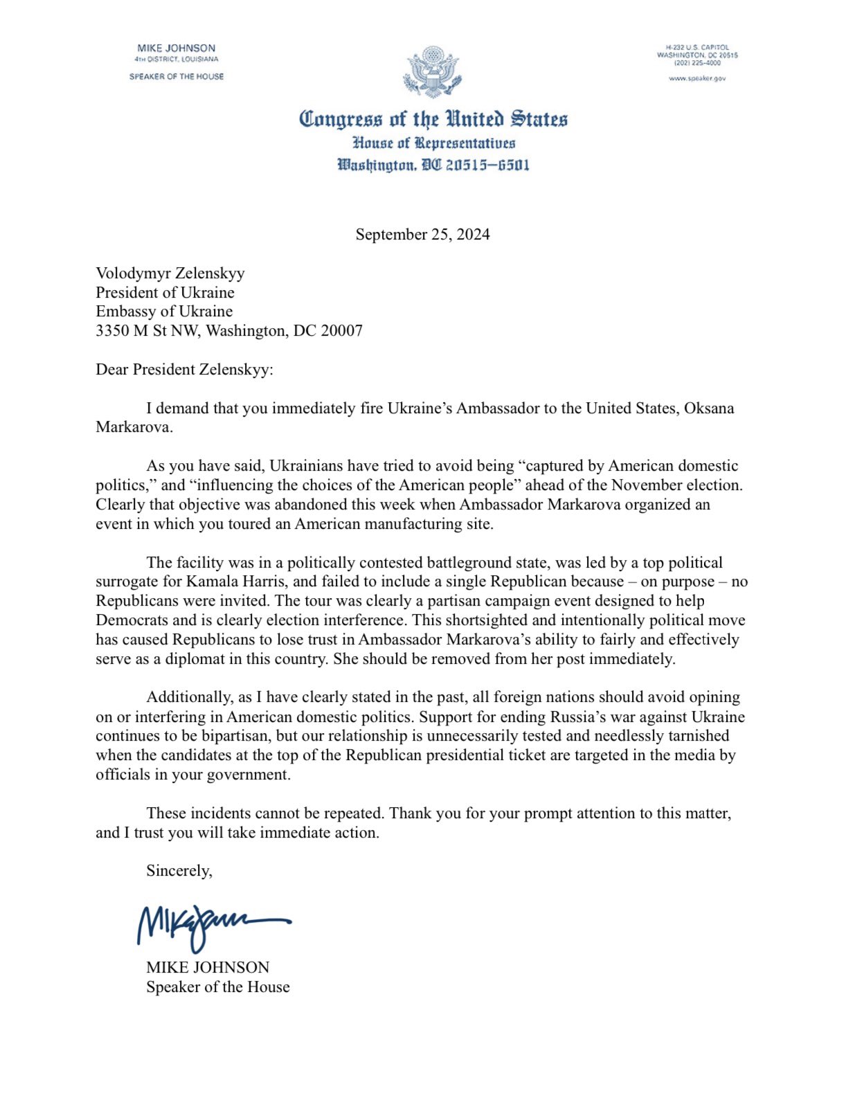 Thanks to the ambassador for Zelensky and the Scranton arms factory