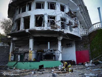 Mykolayiv hotel damaged by Shahed drone attack on April 28