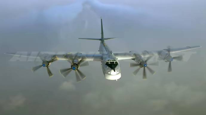 Takeoff of three Tu-95s and three Tu-22s from Olenya