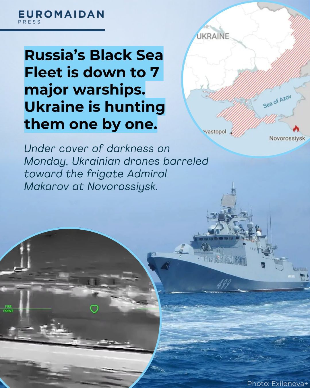 Ukrainian Drones Attack Russian Frigate Admiral Makarov in Novorossiysk