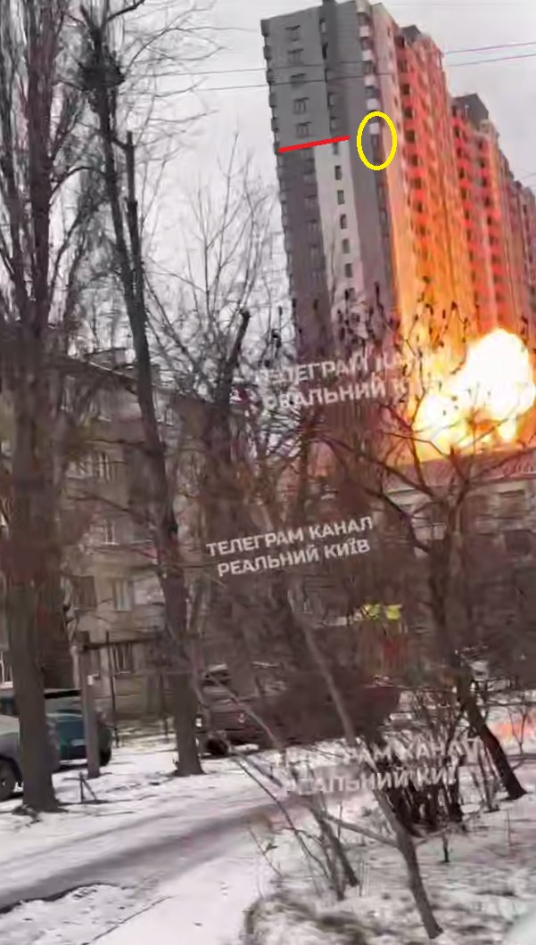 Russian Shahed/Geran drone strikes Kyiv apartment building