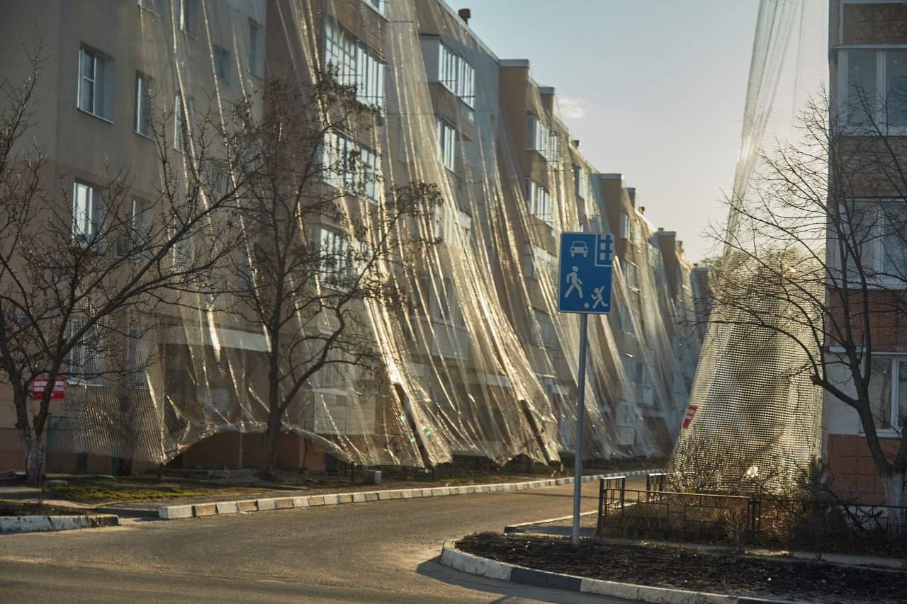 Russia puts nets on high-rise buildings in Belgorod region