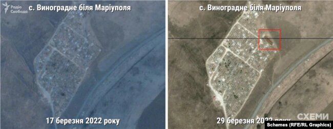 Satellite images reveal trenches at Vynohradne cemetery in late March