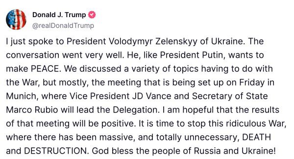 Trump discusses call with Zelensky on peace efforts