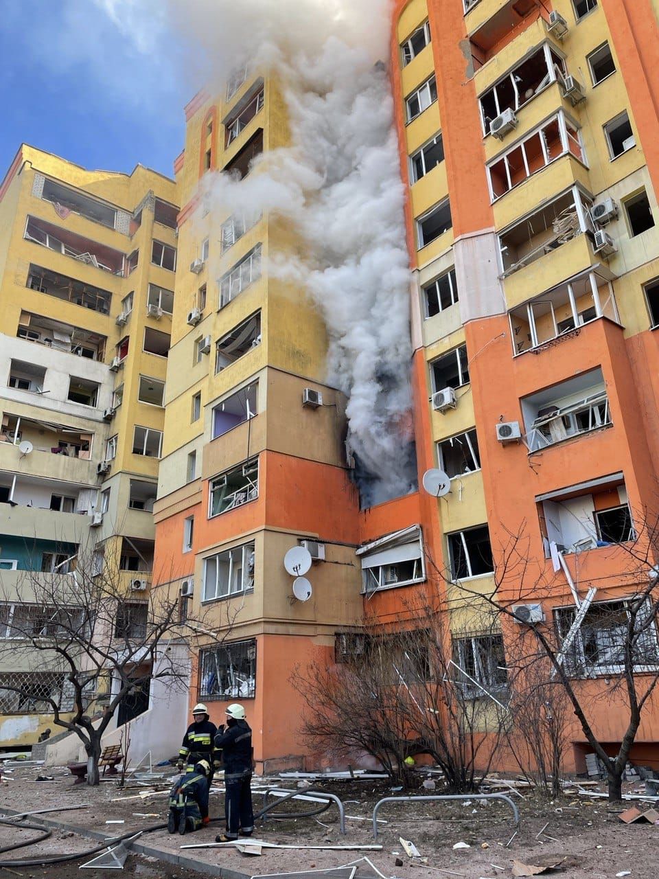 Shelling of a residential building in Kharkiv