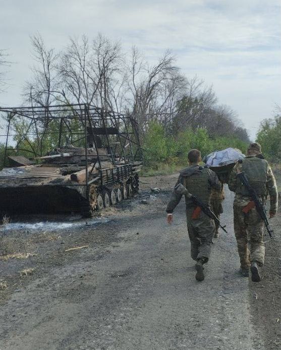 Destroyed Russian BMP-2 on the frontline