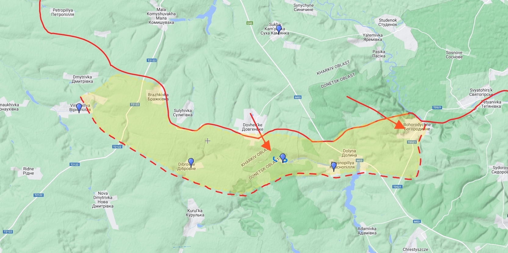 Russian forces fail to take Mazanivka, shelling Sukha Kam’yanka again