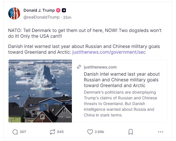 Trump lies about Russian threat in Greenland