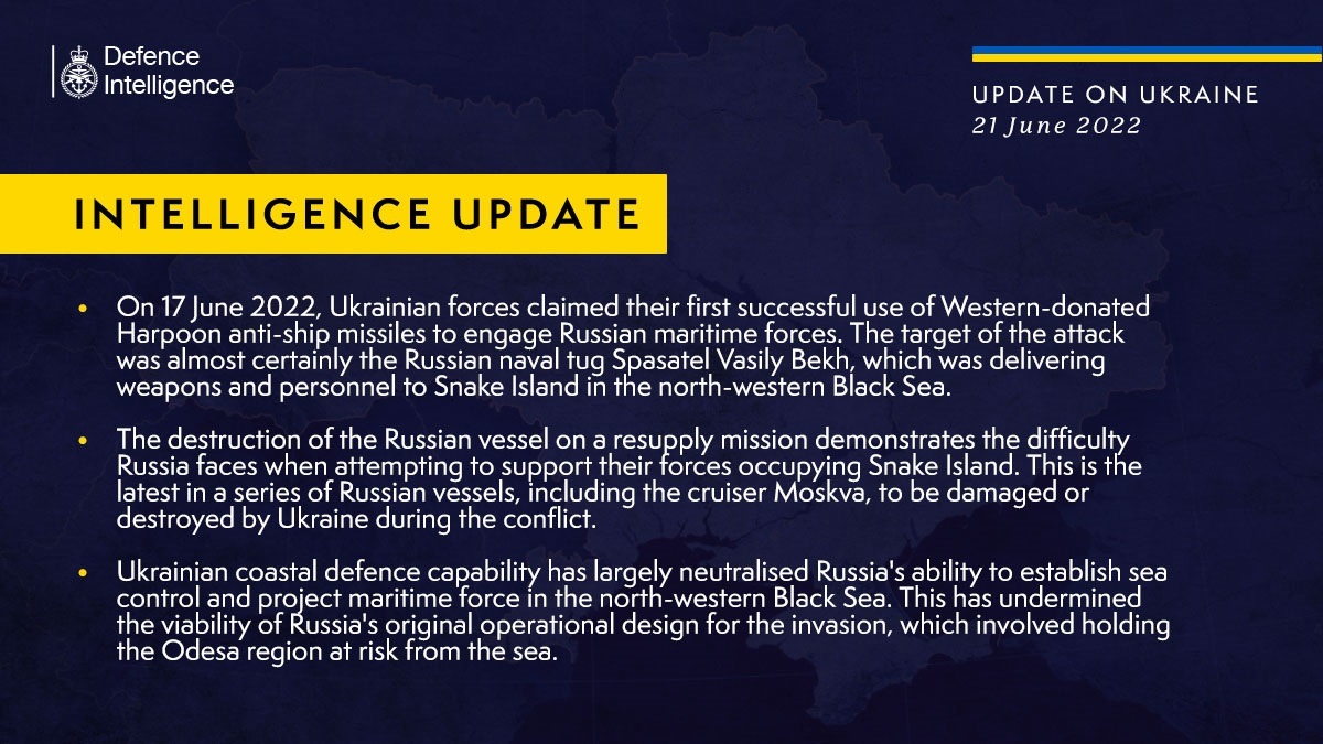 British Defense Intelligence Update on Ukraine