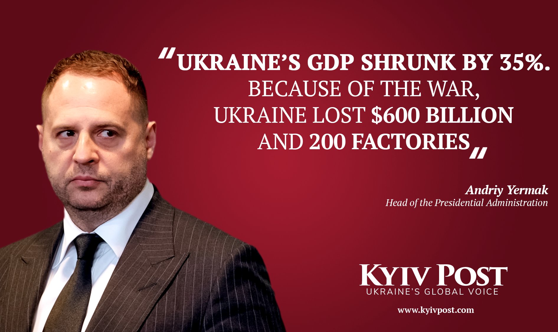 Ukraine’s GDP drops 35% due to war losses